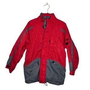 GAP Kids Red Grey Winter Jacket Fleece Lined Drawstring Bottom Size Large (10)